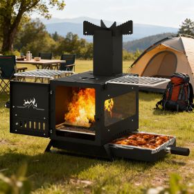 Portable Wood Burning Stove Mini Heater Burner With Pot Rack Oven Pan Portable Wood Burning Stove Mini Heater Burner With Pot Rack Oven Pan