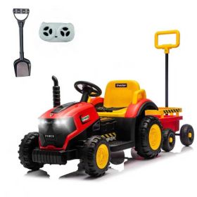 Kids Electric Ride On Tractor With Trailer, 12V Powered Children's Farm Tractor Toy Car With LED Lights, Music, PP Material, For 3-6 Years Old Kids Electric Ride On Tractor With Trailer, 12V Powered Children's Farm Tractor Toy Car With LED Lights, Music, PP Material, For 3-6 Years Old