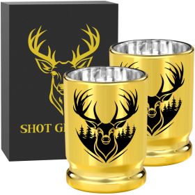 2pcs 50 Caliber Deer Head Golden Plastic Wine Glasses With Gift Box - Leak Proof, Reusable - Stylish Animal Print Design, Suitable For Whiskey, Tequi 2pcs 50 Caliber Deer Head Golden Plastic Wine Glasses With Gift Box - Leak Proof, Reusable - Stylish Animal Print Design, Suitable For Whiskey, Tequi